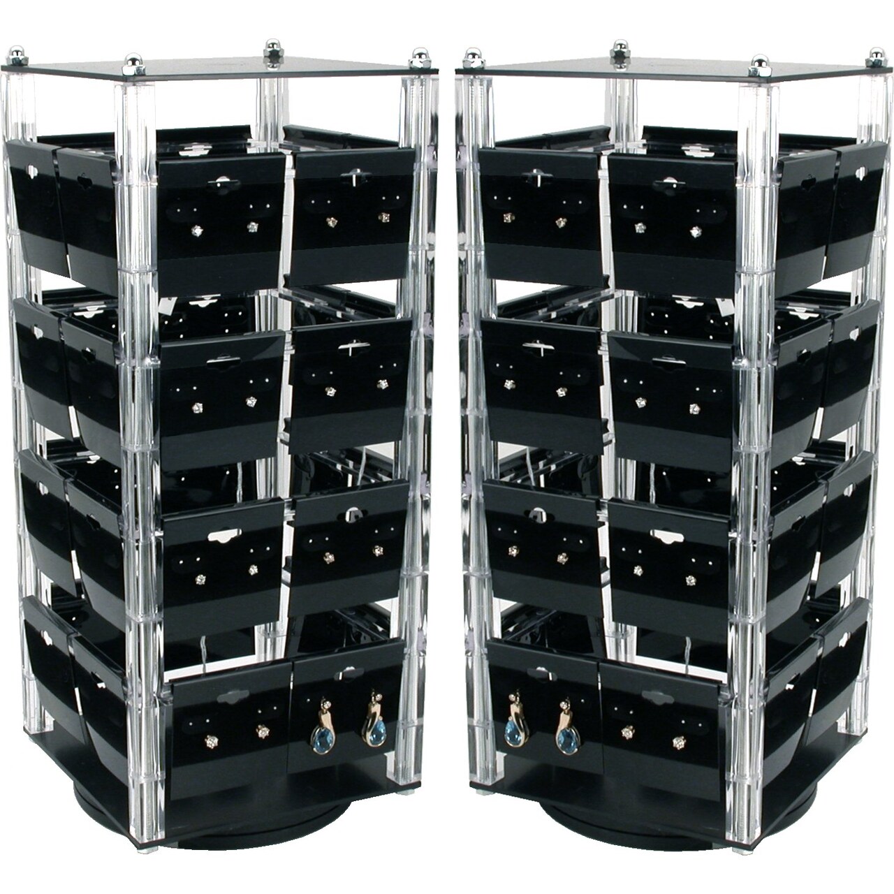 2 Revolving Rotating Earring Jewelry Display Racks 100 Hanging Cards New